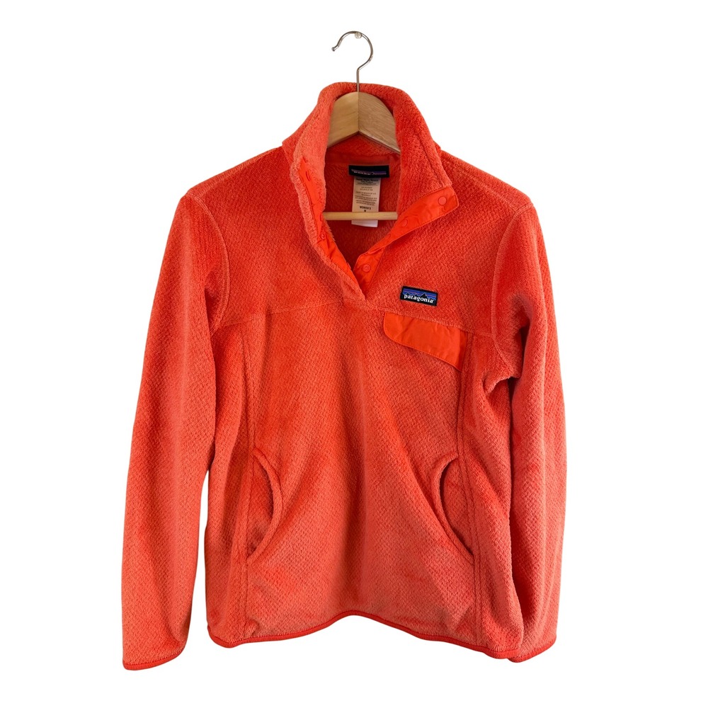 Patagonia Re Tool Snap T Pullover Women Medium Orange Fleece 25442